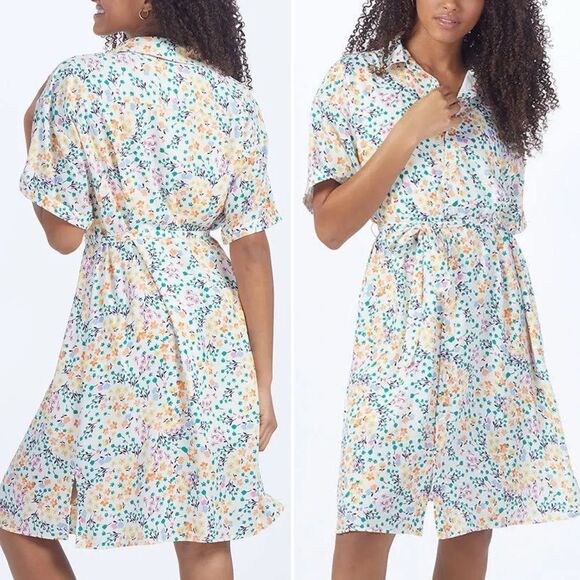 Summersalt The Do It All Belted Shirtdress in Wildflower Fields Print Size XL - Picture 13 of 13